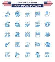 4 juillet usa joyeux jour de l'indépendance icône symboles groupe de 25 blues modernes du jour ballons insigne jour calendrier modifiable usa jour vecteur éléments de conception