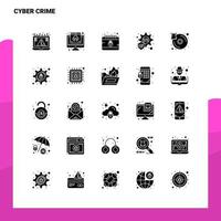 25 jeu d'icônes de cybercriminalité modèle d'illustration vectorielle d'icône de glyphe solide pour des idées web et mobiles pour une entreprise vecteur