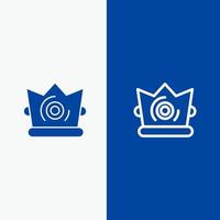 meilleur roi de la couronne madrigal ligne et glyphe icône solide bannière bleue ligne et glyphe icône solide bannière bleue vecteur