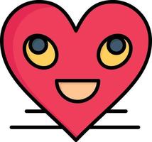 coeur emojis smiley visage sourire plat couleur icône vecteur icône modèle de bannière