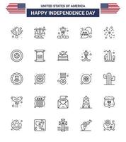 joyeux jour de l'indépendance 25 lignes pack d'icônes pour le web et l'impression chat bulle usa échelle drapeau américain modifiable usa jour vecteur éléments de conception