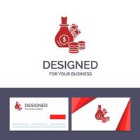carte de visite créative et modèle de logo banque d'argent pièces d'affaires or illustration vectorielle vecteur