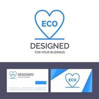 carte de visite créative et modèle de logo eco coeur amour environnement illustration vectorielle vecteur