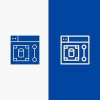 outil de concepteur de conception web ligne et glyphe icône solide bannière bleue ligne et glyphe icône solide bannière bleue vecteur