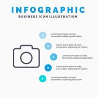 icône de ligne d'image de caméra instagram avec fond d'infographie de présentation en 5 étapes vecteur