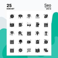 25 seo icon set 100 eps modifiables 10 fichiers idées de concept de logo d'entreprise conception d'icône de glyphe solide vecteur