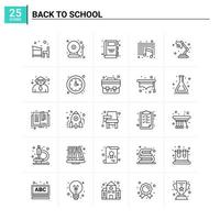 25 retour à l'école icon set vector background