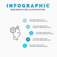 utilisateur comme icône de ligne d'idée de bureau du personnel avec fond d'infographie de présentation en 5 étapes vecteur