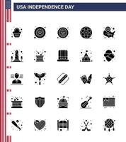 ensemble de 25 glyphes solides vectoriels le 4 juillet fête de l'indépendance des états-unis tels que carte vidéo badge de jeu américain modifiable éléments de conception vectorielle de la journée des états-unis vecteur