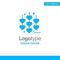coeur amour chaîne bleu solide logo modèle place pour slogan vecteur