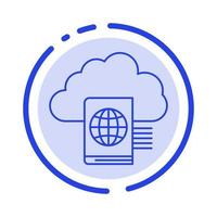 dossier de lecture en nuage télécharger l'icône de la ligne en pointillé bleu vecteur