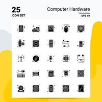 25 jeu d'icônes de matériel informatique 100 fichiers eps modifiables 10 idées de concept de logo d'entreprise conception d'icône de glyphe solide vecteur