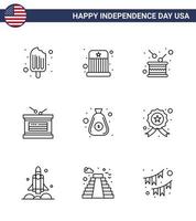 9 signes de ligne pour le jour de l'indépendance des états-unis dollar jour de l'indépendance vacances indépendance modifiables éléments de conception de vecteur de jour des états-unis