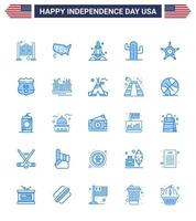 25 usa bleu pack de signes et symboles de la fête de l'indépendance des hommes lanceur de plent usa usa modifiable usa day vector design elements