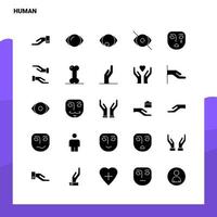 25 icônes humaines définies modèle d'illustration vectorielle d'icône de glyphe solide pour des idées web et mobiles pour une entreprise vecteur