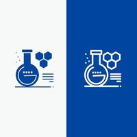 laboratoire de chimie ligne d'éducation de laboratoire de chimie et bannière bleue d'icône solide de glyphe vecteur