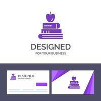 carte de visite créative et modèle de logo livre stylo éducation alimentaire illustration vectorielle vecteur