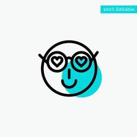 smiley emojis amour mignon utilisateur turquoise surbrillance cercle point vecteur icône