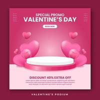 vente de saint valentin avec podium pour produit vecteur