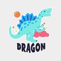 belle conception d'autocollant de dragon imprimable vecteur