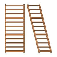 ensemble d'illustration vectorielle d'échelle en bois 3d réaliste. escalier en bois, escalier, vecteur d'escalier.