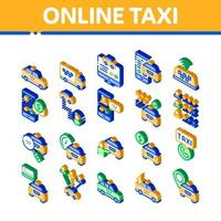 ontaxi éléments isométriques icônes définies vecteur