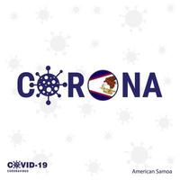samoa américaine coronavirus typographie covid19 pays bannière restez à la maison restez en bonne santé prenez soin de votre propre santé vecteur