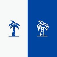 culture mondiale inde palmier indien srilanka arbre ligne et glyphe icône solide bannière bleue ligne et glyphe icône solide bannière bleue vecteur