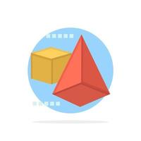 3dmodel boîte 3d triangle abstrait cercle fond plat icône de couleur vecteur