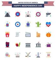25 icônes créatives des états-unis signes d'indépendance modernes et symboles du 4 juillet de l'insigne célébration lieu oiseau blanc éléments de conception vectoriels modifiables de la journée des états-unis vecteur