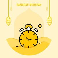 modèle de voeux ramadan kareem croissant islamique et illustration vectorielle de lanterne arabe vecteur