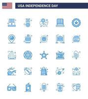 joyeux jour de l'indépendance pack de 25 signes et symboles de blues pour le verre carte américaine cap emplacement épingle modifiable usa day vector design elements