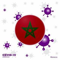 priez pour le maroc covid19 coronavirus typographie drapeau restez à la maison restez en bonne santé prenez soin de votre propre santé vecteur