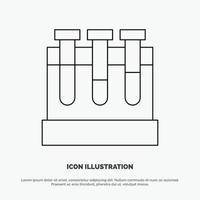 vecteur d'icône de ligne d'éducation de test de cuves de laboratoire