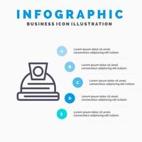 icône de ligne de casque de construction d'architecture avec fond d'infographie de présentation en 5 étapes vecteur