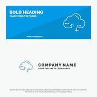 cloud computing lien données icône solide bannière de site Web et modèle de logo d'entreprise vecteur