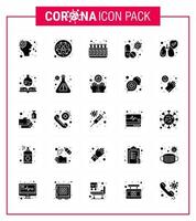 ensemble d'icônes covid19 pour l'infographie 25 pack de glyphes solides tels que capsule de pilule avertissement laboratoire antivirus coronavirus viral 2019nov éléments de conception de vecteur de maladie