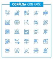 covid19 protection coronavirus pendamic 25 ensemble d'icônes bleues telles que bandage lavage poignée de porte soins des mains médicales coronavirus viral 2019nov éléments de conception de vecteur de maladie
