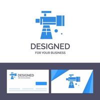carte de visite créative et modèle de logo astronomie portée télescope spatial illustration vectorielle vecteur