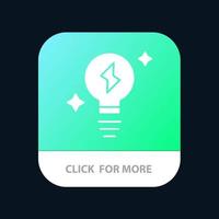 bouton d'application mobile d'alimentation d'ampoule version de glyphe android et ios vecteur