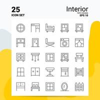 25 jeu d'icônes intérieures 100 fichiers eps modifiables 10 idées de concept de logo d'entreprise conception d'icône de ligne vecteur