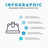 icône de ligne de casque de construction de bâtiment avec fond d'infographie de présentation en 5 étapes vecteur