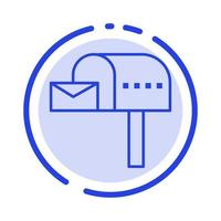boîte aux lettres e-mail boîte aux lettres icône de ligne en pointillé bleu vecteur