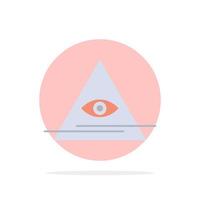 oeil illuminati pyramide triangle abstrait cercle fond plat couleur icône vecteur