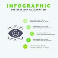 oeil production créative entreprise production moderne créative solide icône infographie 5 étapes présentation fond vecteur