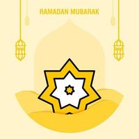 modèle de voeux ramadan kareem croissant islamique et illustration vectorielle de lanterne arabe vecteur