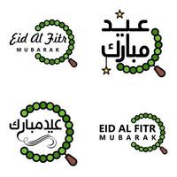 ensemble de 4 illustration vectorielle de l'eid al fitr fête traditionnelle musulmane eid mubarak conception typographique utilisable comme arrière-plan ou cartes de voeux vecteur