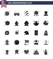 usa independance day solide glyphe ensemble de 25 pictogrammes usa de presidents day feu décoration occidentale modifiable usa day vector design elements