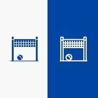 jeu poteau de but filet de volleyball ligne et glyphe icône solide bannière bleue ligne et glyphe icône solide bannière bleue vecteur