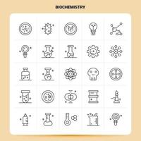 contour 25 biochimie jeu d'icônes vecteur ligne style conception icônes noires ensemble pictogramme linéaire pack web et mobile idées d'affaires conception illustration vectorielle